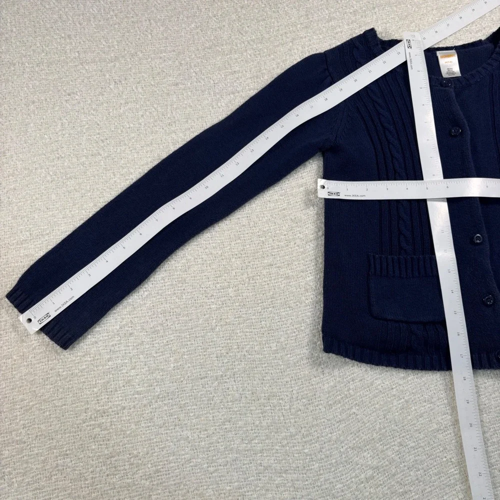 gymboree navy blue kids knit cardigan button pockets school preppy cottage layer
